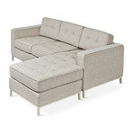 Jane Loft Bi-Sectional // Stainless Steel Base (Bayview Silver)