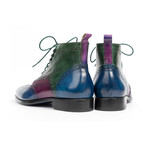 Wingtip Ankle Boots // Blue + Purple + Green (Euro: 42)