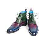 Wingtip Ankle Boots // Blue + Purple + Green (Euro: 37)