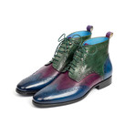 Wingtip Ankle Boots // Blue + Purple + Green (US: 7.5)