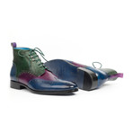 Wingtip Ankle Boots // Blue + Purple + Green (US: 9.5)