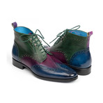 Wingtip Ankle Boots // Blue + Purple + Green (Euro: 39)