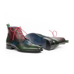 Wingtip Ankle Boots // Green + Blue + Bordeaux (US: 7.5)
