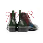 Wingtip Ankle Boots // Green + Blue + Bordeaux (Euro: 46)
