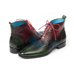 Wingtip Ankle Boots // Green + Blue + Bordeaux (US: 7.5)