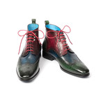 Wingtip Ankle Boots // Green + Blue + Bordeaux (Euro: 41)