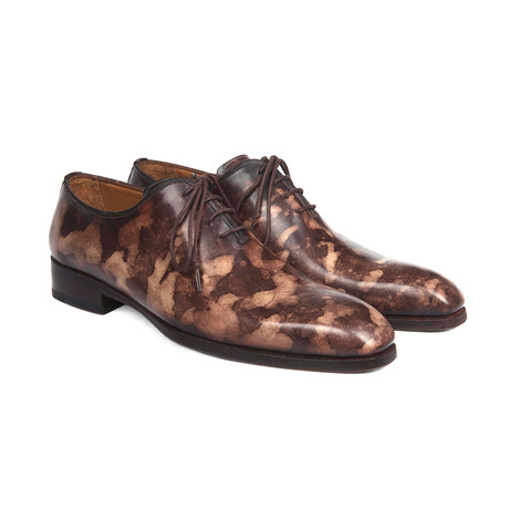 Camouflage Hand-Painted Wholecut Oxfords // Brown (Euro: 38)