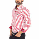 Frog Woven Button-Up Shirt // Red + White (S)
