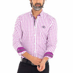Frog Woven Button-Up Shirt // Pink + White (XL)