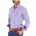 Frog Woven Button-Up Shirt // Purple + White (M)