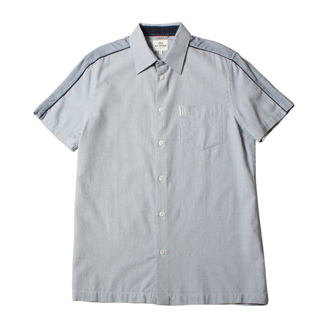 Short Sleeve Blocked Dobby Shirt // Light Blue (S)