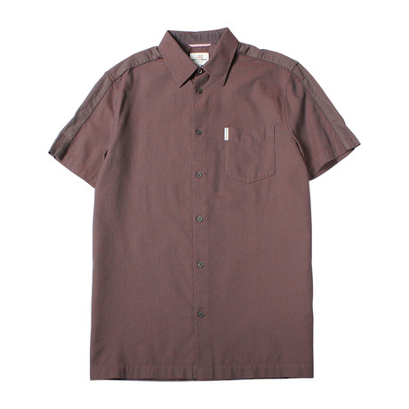 Short Sleeve Blocked Dobby Shirt // Rust (S)