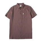 Short Sleeve Blocked Dobby Shirt // Rust (XL)
