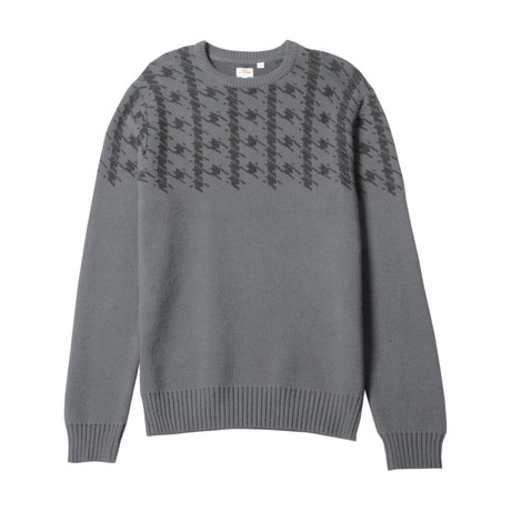 Long Sleeve Dogtooth Crew Sweater // Charcoal (S)