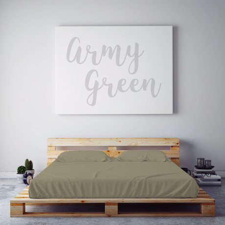 Moisture-Wicking 1500-Thread-Count-Soft Sheet Set // Army Green (Full)