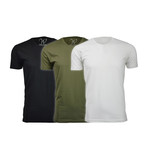 Ultra Soft Suede Crew-Neck // Black + Military Green + White // Pack of 3 (L)