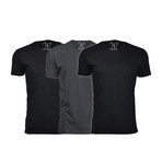 Ultra Soft Suede Crew-Neck // Black + Heavy Metal // Pack of 3 (L)