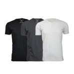 Ultra Soft Suede Crew-Neck // Black + Heavy Metal + White // Pack of 3 (L)