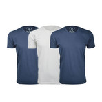 Ultra Soft Suede Crew-Neck // Navy + Navy + White // Pack of 3 (XL)
