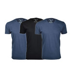 Ultra Soft Suede Crew-Neck // Navy + Black // Pack of 3 (L)