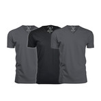 Ultra Soft Suede V-Neck // Heavy Metal + Heavy Metal + Black // Pack of 3 (S)