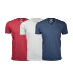 Ultra Soft Suede V-Neck // Red + White + Navy // Pack of 3 (L)