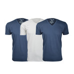Ultra Soft Suede V-Neck // Navy + Navy + White // Pack of 3 (S)