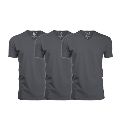 Ultra Soft Suede V-Neck // Heavy Metal // Pack of 3 (S)