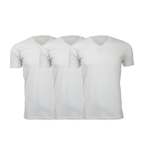 Ultra Soft Suede V-Neck // White // Pack of 3 (S)