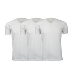 Ultra Soft Suede V-Neck // White // Pack of 3 (XL)