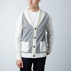 Shawl Collar Cardigan // Navy Cream (XS)