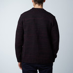 Button Down Melange Sweater // Black + Burgundy (S)