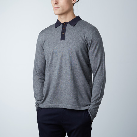 Long Sleeve Sweater Polo // Gray (XS)