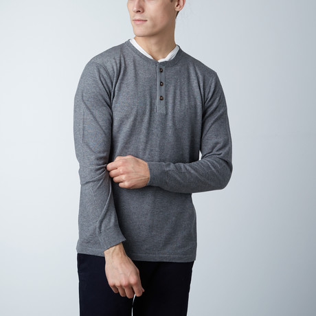 Long Sleeve Sweater Henley // Gray (XS)