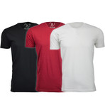 Ultra Soft Suede Crew-Neck // Black + Burgundy + White // Pack of 3 (S)