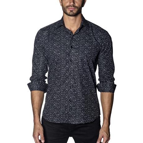 Printed Woven Button-Up // Black + White (S)