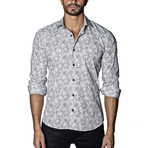 Paisley Woven Button-Up // White + Black (XL)