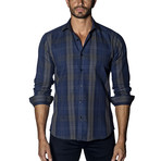 Plaid Woven Button-Up // Navy (L)