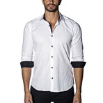 Jaquard Woven Button-Up // White (L)