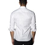 Jaquard Woven Button-Up // White (L)