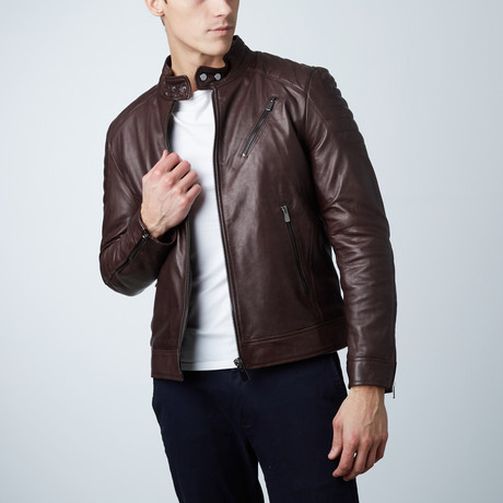 U411 Lamb Leather Quilted Jacket // Dark Brown (Euro: 46)