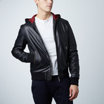 Biancolino Hooded Leather Jacket // Black (Euro: 58)