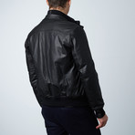 Thin Lamb Leather Bomber Jacket // Black (Euro: 56)