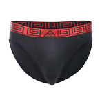 SHEATH Men's Dual Pouch Brief // Black + Red (Large)