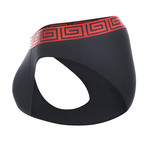 SHEATH Men's Dual Pouch Brief // Black + Red (Large)