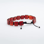 Red Agate Stone Beaded Pull Cord Bracelet (Red Agate)