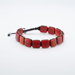 Red Agate Stone Beaded Pull Cord Bracelet (Red Agate)
