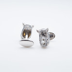 Grey Rhino Head W/ Mop Tusks Cufflinks