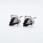 Grapes W/ Onyx Antique Silver Cufflinks