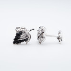 Grapes W/ Onyx Antique Silver Cufflinks